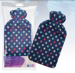  Termofor 2L DEPAN, Kropki – polar, granatowe tło, kropki białe, różowe, błękitne