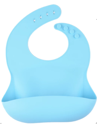 bi-bi śliniaczek silikonowy z kieszonką niebieski