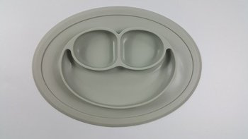 bi-bi, silikonowy talerzyk z podkładką dla dzieci - szary